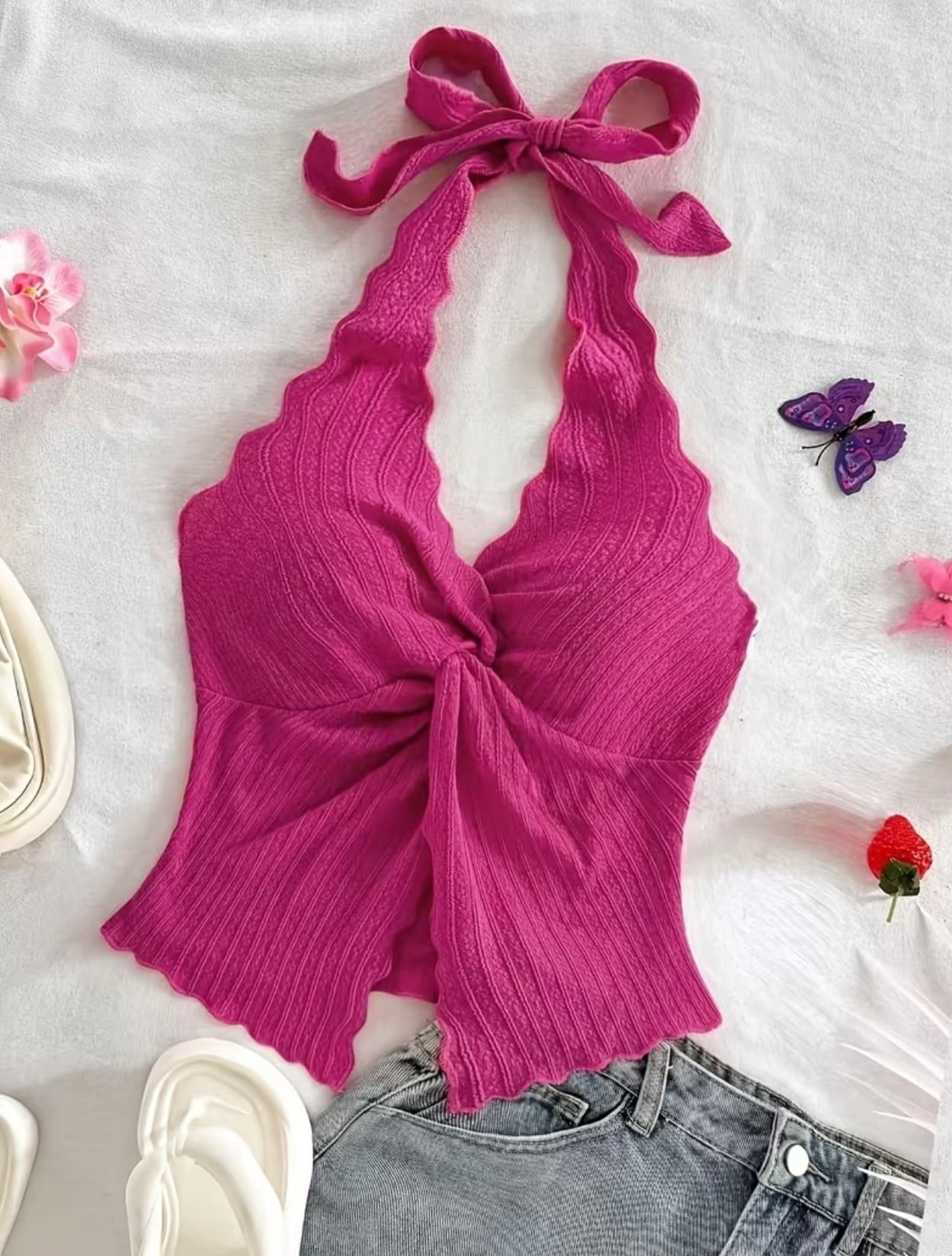 Ženski Pleteni Top sa Halter Izrezom – Moderan Letnji Top